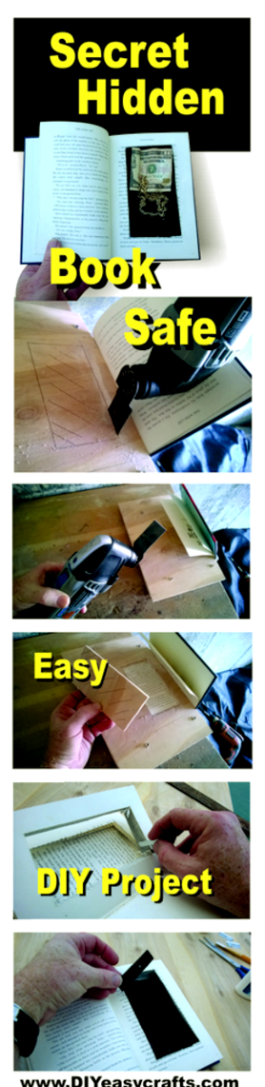 DIY Secret Hidden Book Safe. Step by step instructions. www.DIYeasycrafts.com