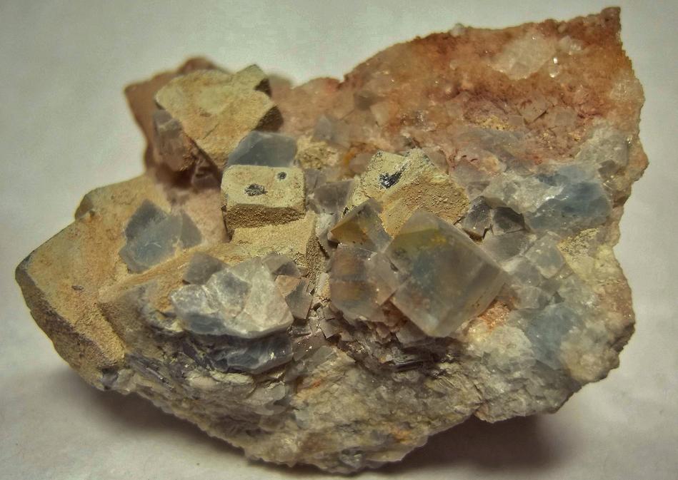 fluorescent FLUORITE, GALENA, QUARTZ, ANGLESITE - Desert Rose Mine (Downey Stope; Mountain Canyon Mine; Ace High Mine), Garden Spring Canyon, Bingham, Hansonburg District, Socorro County, New Mexico, USA