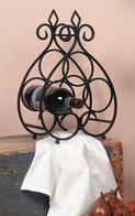 Table top black wrought iron wine rack