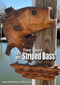 DIY Power Carved Striped Bass Sculpture We used pine boards and a small assortment of power tools to create this fishing themed wall sculpture. These carved fish can be used as free standing or nautical wall decor. Check out the short how-to video to see just how easy this project can be. www.DIYeasycrafts.com