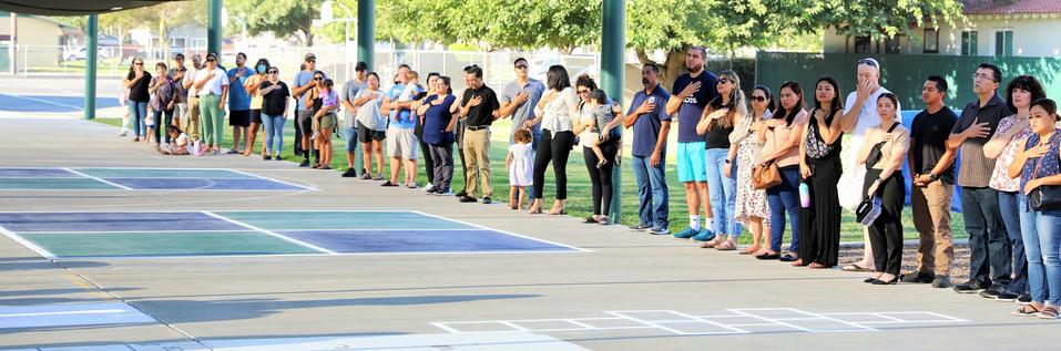 Catholic School in Hanford Ca Flag Salute in Morning