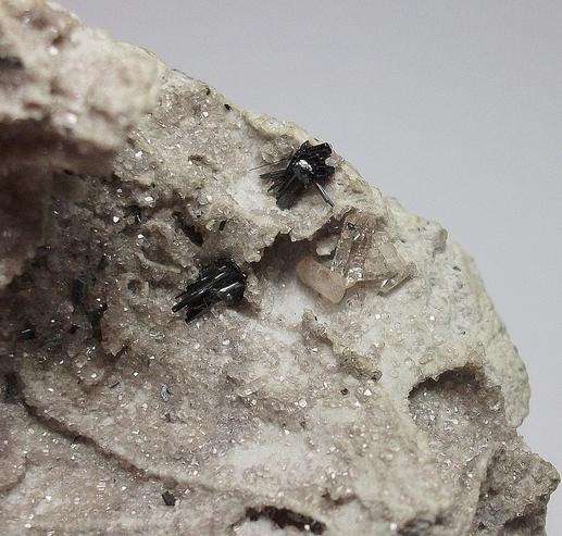 PSEUDOBROOKITE and pink TOPAZ crystals - Thomas Range, Juab Co., Utah, USA - ex H.Hammerslag, ex Lehigh Minerals