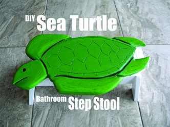 DIY Nautical Sea Turtle Bathroom step stool. www.DIYeasycrafts.com