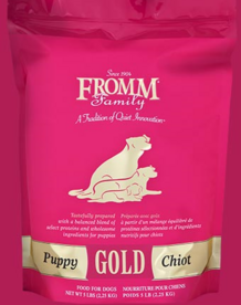 FROMM Gold Puppy dry dog food, available in 33,15 and 5 pound bags