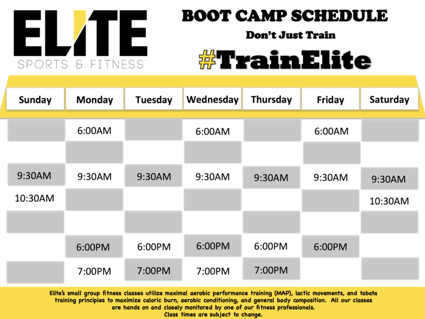 CLASS SCHEDULE  Elite Legacy Fitness