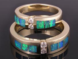Australian Opal Wedding Rings by Hileman.