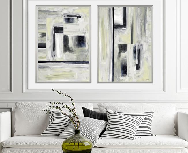 Blue, gray and green abstract art, #abstract art