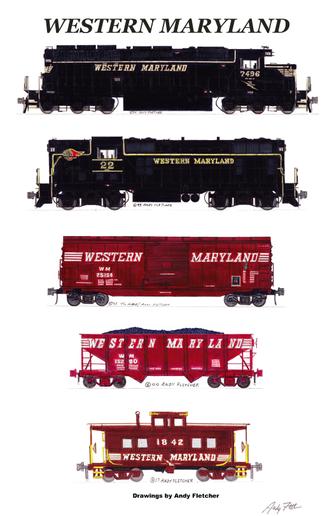 Western Maryland Locomotives 6 magnet set Andy Fletcher