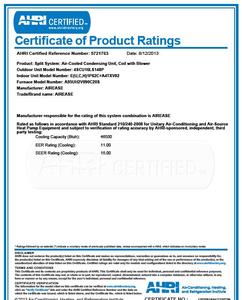 Do NOT use AHRI data for HVAC Sizing. Only OEM data is used for Manual S HVAC selection - What does an AHRI certificate look like?