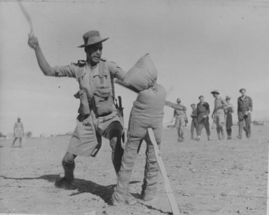 Gurkha from 9GR showing how to attack an enemy with a kukri, the famous Gurkha knife