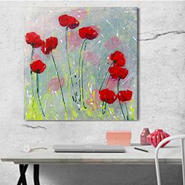 poppies, poppy painting, abstract poppy painting, red flowers, floral art