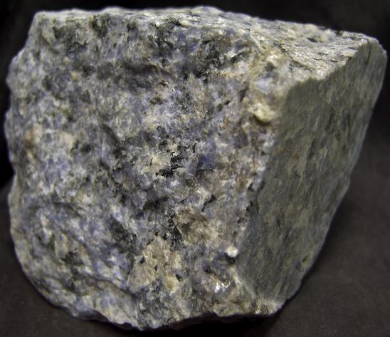 fluorescent SODALITE, ACMITE AEGIRINE - Poudrette quarry (Demix quarry; Uni-Mix quarry; Desourdy quarry; Carrière Mont Saint-Hilaire; MSH), Mont Saint-Hilaire, La Vallee-du-Richelieu RCM, Monteregie, Quebec, Canada