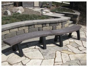 dark brown and black reverse curve recycled plastic bench