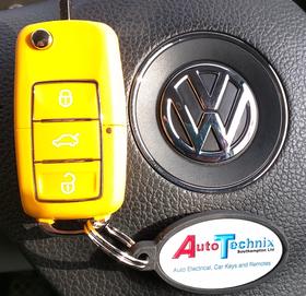 Replacement Volkswagen remote flip key in yellow