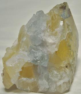 fluorescent FLUORITE, CALCITE, CHALCOPYRITE, Minerva No. 1 Mine (Ozark-Mahoning No. 1 Mine), Ozark-Mahoning group, Cave-in-Rock Sub-District, Illinois - Kentucky Fluorspar District, Hardin County, Illinois, USA