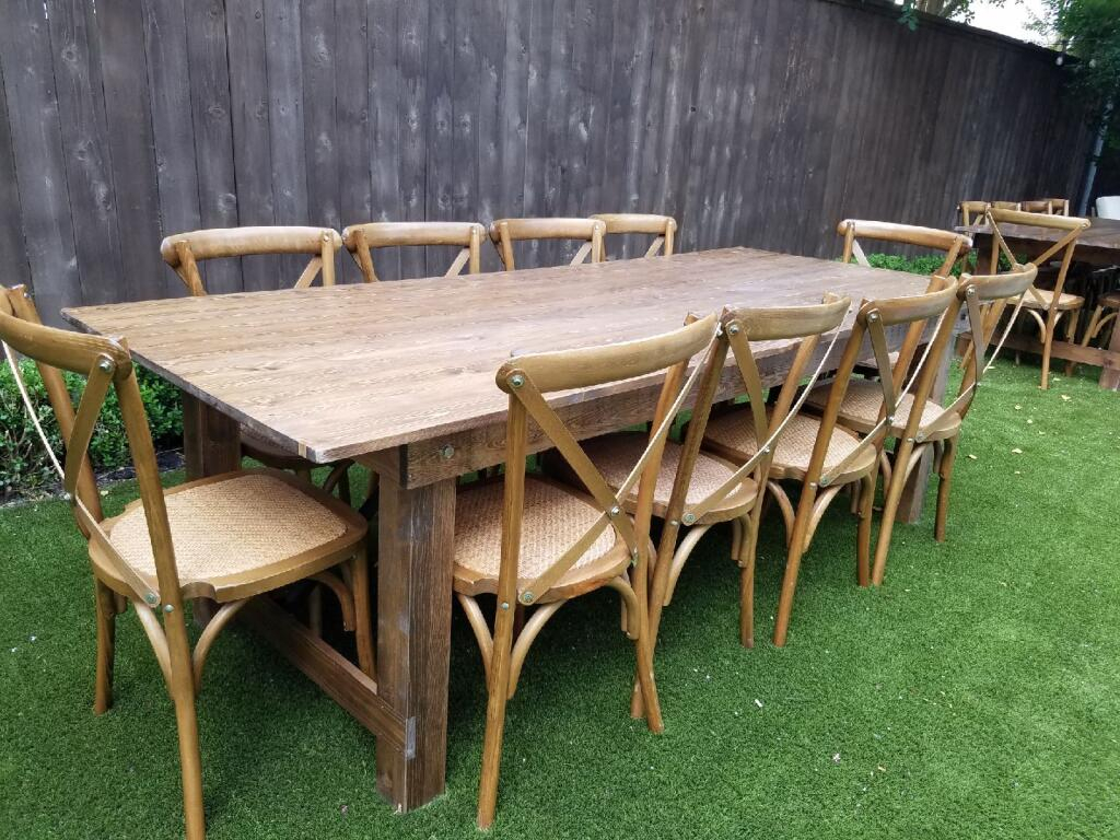 Rent wooden discount tables and chairs