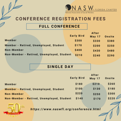 NASW-FL 2024 Conference Registration Fees