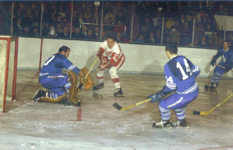 Lanny McDonald with the Colorado Rockies, here picture playing against Guy  Lafleur of the Canadiens.