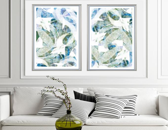 Blue, gray and gold abstract art, #abstract art