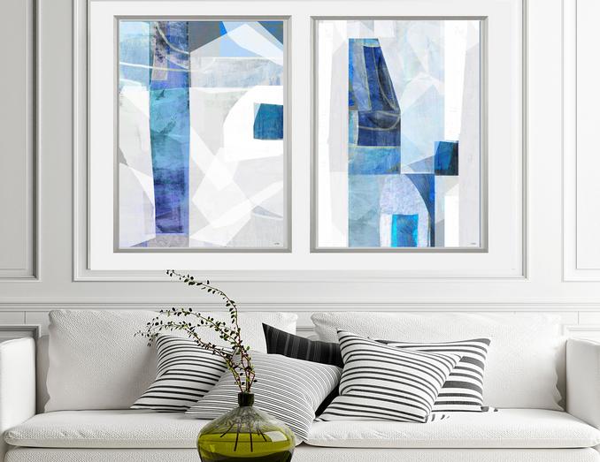 Blue, gray and gold abstract art, #abstract art