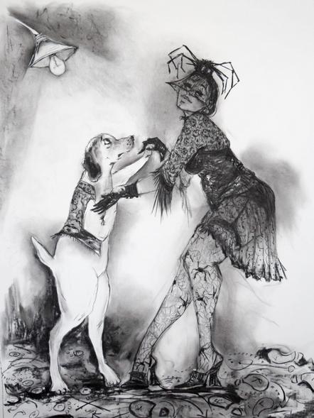 You're The Only Dog For Me - Charcoal on Paper 150 x 110 cm