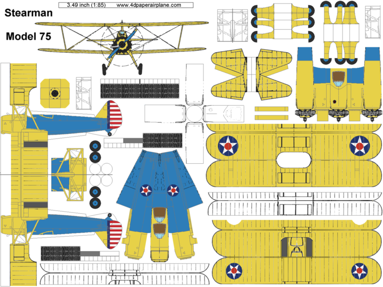 4D model template of Stearman Model 75