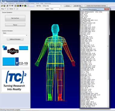 A 3D body scan (point cloud) captured by TC2 body scanner. The