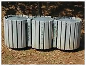 gray commercial trash receptacle