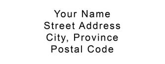 Self-inking deposit address stamps: black, blue, red, green, purple; custom logo.