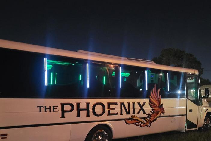 Seating for 20 inside the Party Bus