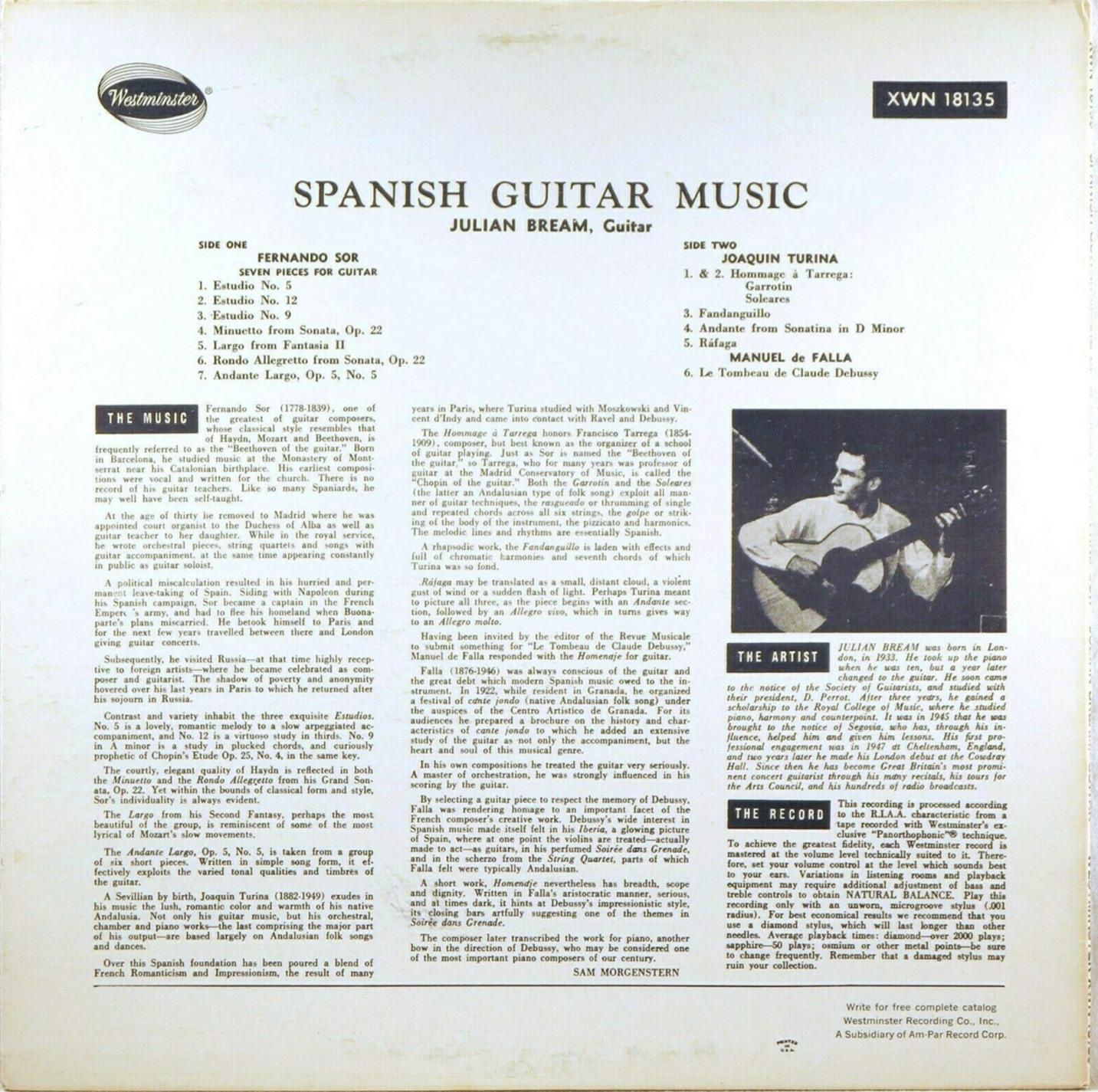 Julian Bream Spanish Guitar Music: Turina, de Falla, Sor