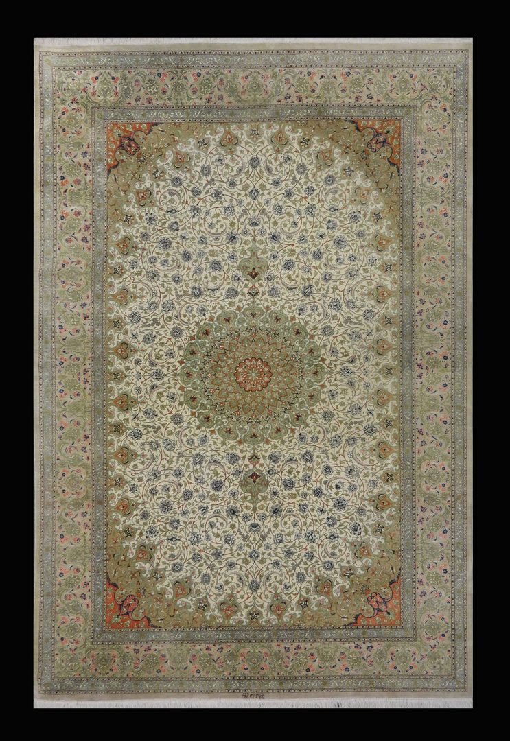 Semi-Antique Persian Mud Rug, Mahi Design ~1970