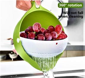 Drain Bowl Double Basket for Rice Washing Noodles Vegetables Fruit Colander in Pakistan for use at sink in kitchen