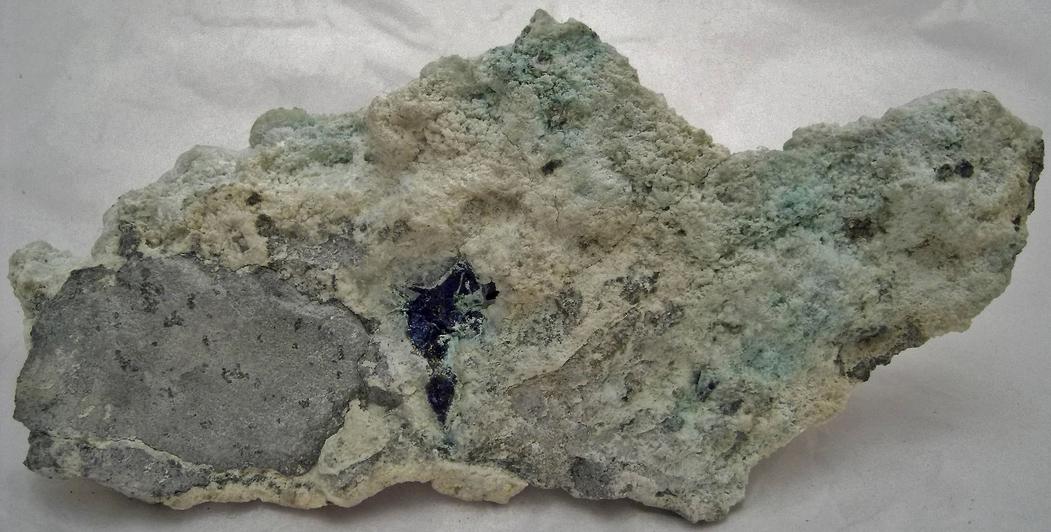 CHALCOCITE and CHRYSOCOLLA in PREHNITE - Chimney Rock quarry, Houdaille Industries Quarry; The Bound Brook Quarry; Stavola Industries Quarry, Bridgewater, Somerset county, New Jersey
