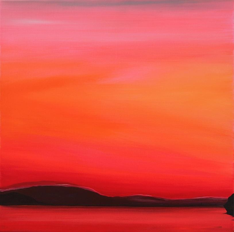 Red Sunset by Orfhlaith Egan. Contemporary atmospheric minimalist painting. Galway and Berlin. Available on Saatchi Art.