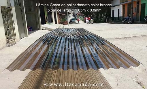 Lamina Greca en policarbonato color bronce, Bogota