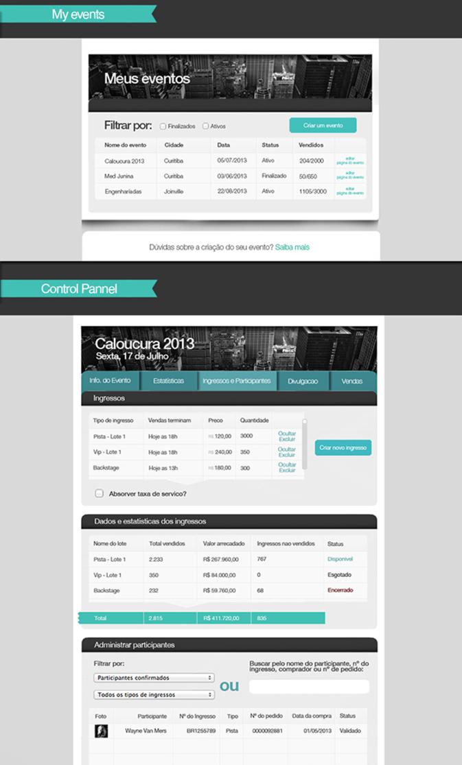 event app for mobile control pannel