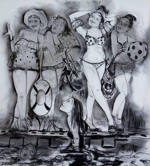 Jump - Charcoal on Paper 160 x 140 cm