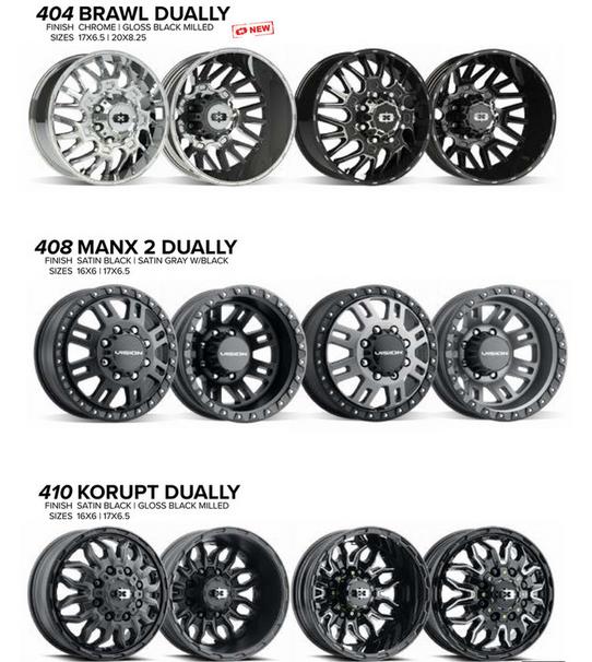 Dually truck wheels and tires for sale in Ohio. Fuel rims for sale near me in Akron.