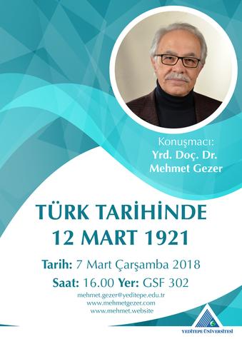 T. C. Yeditepe Üniversitesi 12 Mart 1921 etkinliği Mehmet Gezer