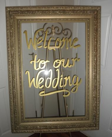 Gold frame acrylic signage for your wedding day.