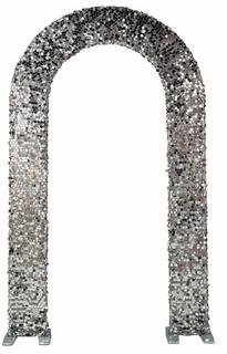 Silver Sequin Chiara Backdrop Arch Cover