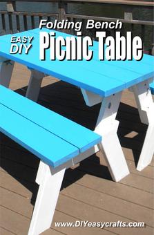 How to make a convertible folding picnic table. www.DIYeasycrafts.com