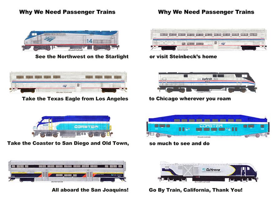 Amtrak California Capitol Corridor/San Joaquins Set of 6 magnets Andy Fletcher 