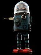 retro robot sculpture art astronaut