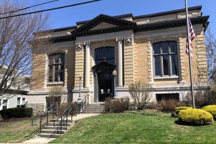 Western Facade and lawn of Johnstown Public Library