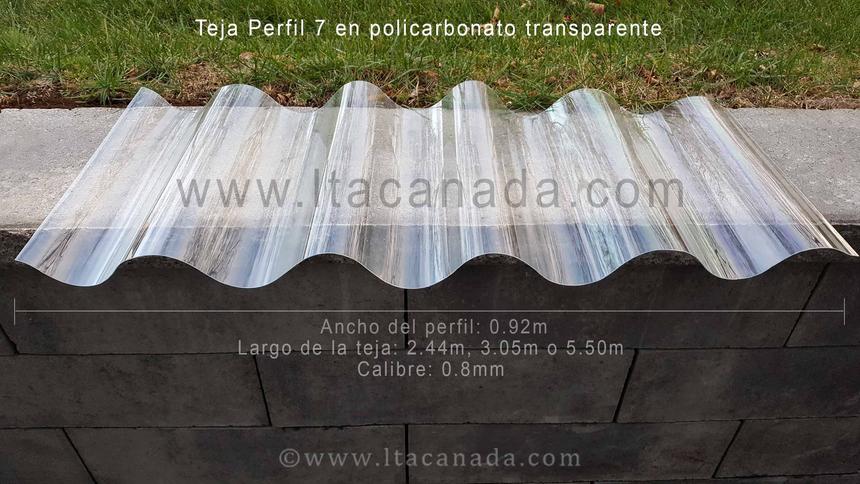 Teja Perfil 7 ondulada en Policarbonato transparente LTA
