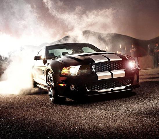 Ford Mustang Shelby GT500- Doing burnout at Mad Muscle Garage Classic Cars