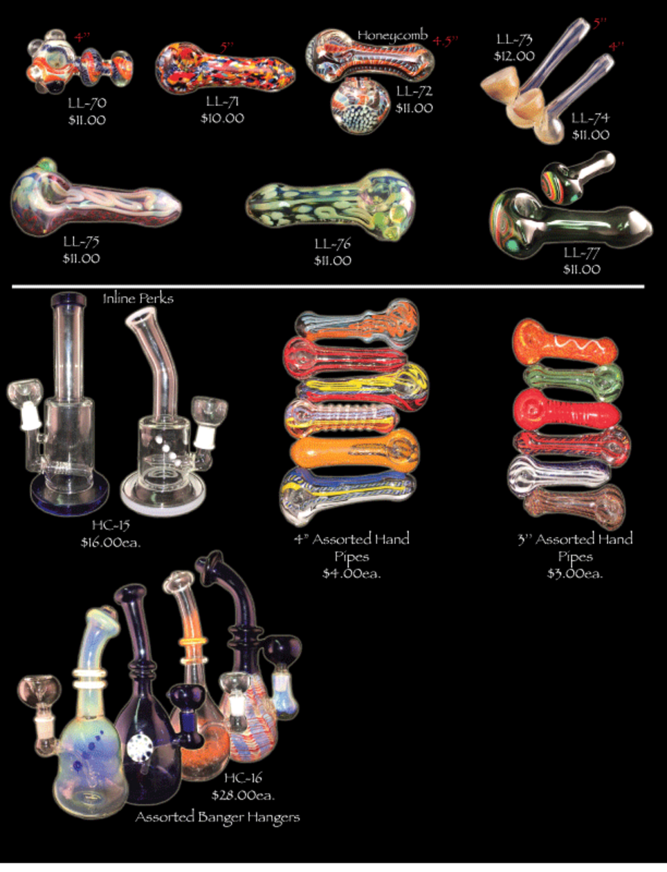 Glass Hand Pipes, Dichroic, Heavy Wall