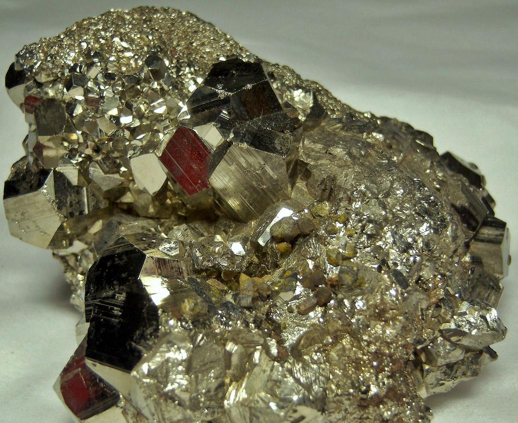 Golden pyritohedral Pyrite crystals, galena, quartz, Huanzala Mine, Huallanca District, Dos de Mayo Province, Huanuco Department, Peru, ex Rutgers Geology Museum
